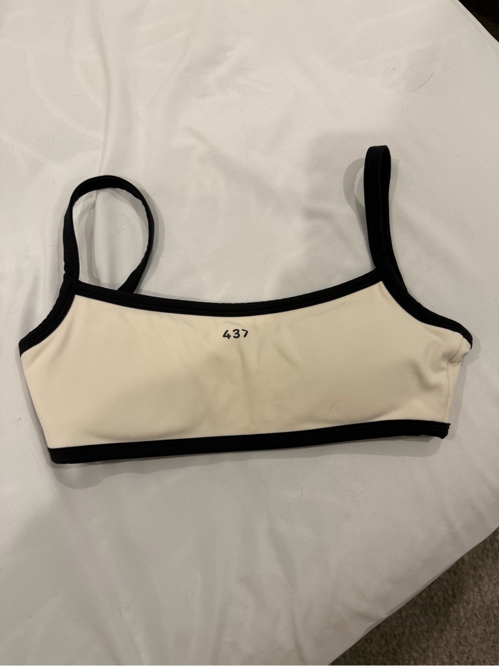Cream and Black Contrast Sports Bralette